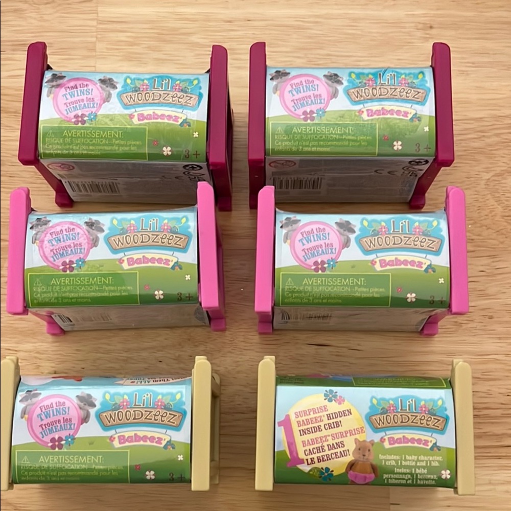 New lot of 6 lil woodzeez babeez mystery toys